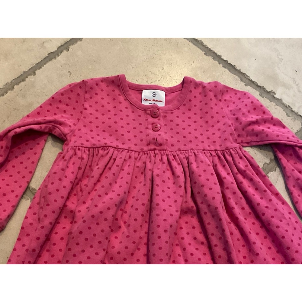 Hanna Andersson pink dot‎ long sleeve dress - girls size 100 (4) Play Day Dress - Picture 3 of 6